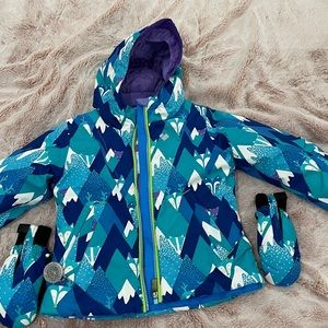 Obermeyer ski jacket size 6 kids w/matching gloves